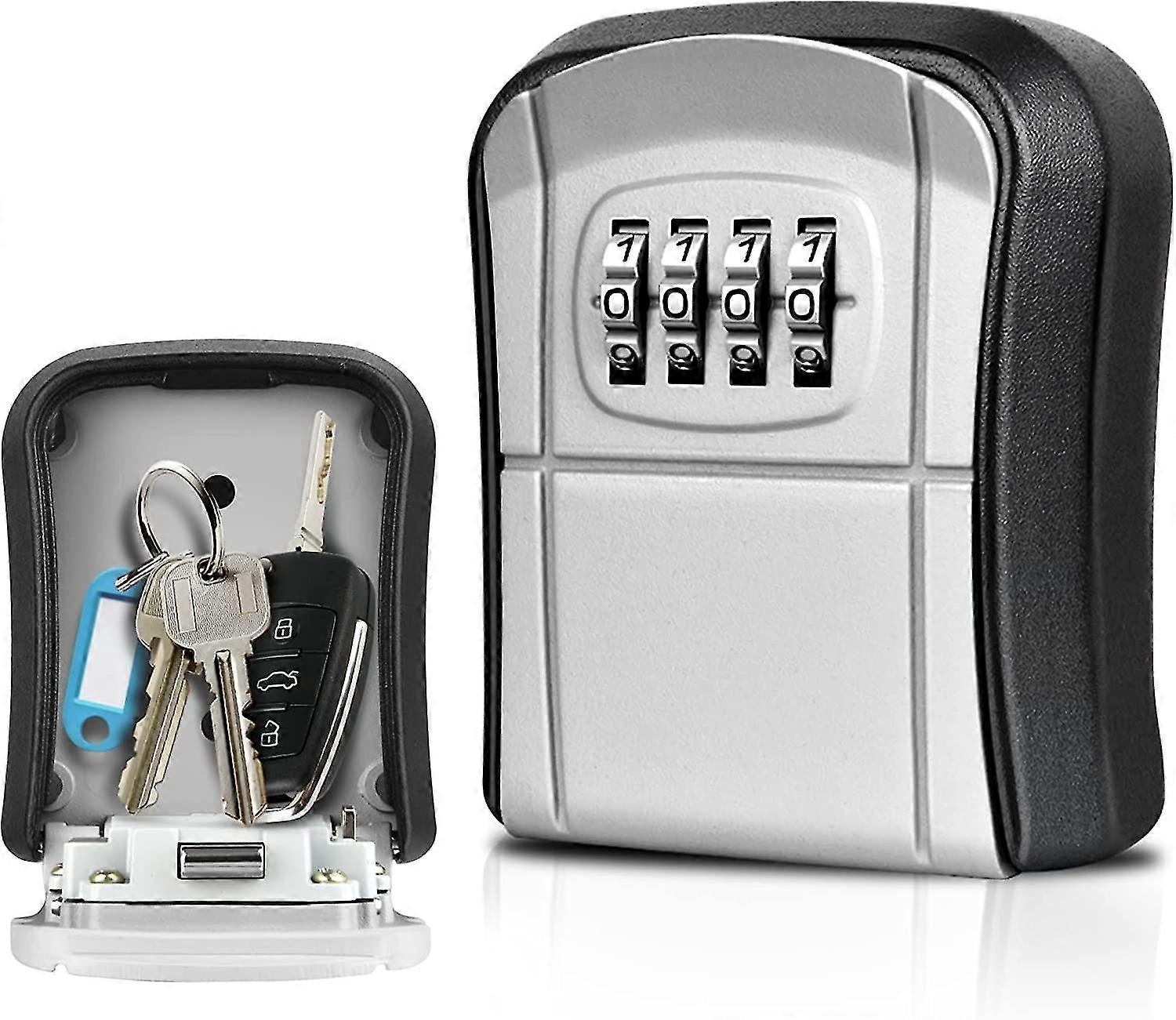 Ktueov Key Box Wall Mounted Mini Key Safe Outdoor Key Box With Resettable 4-digit Numeric Code Waterproof Key Box For Home School Office Factory Airbn