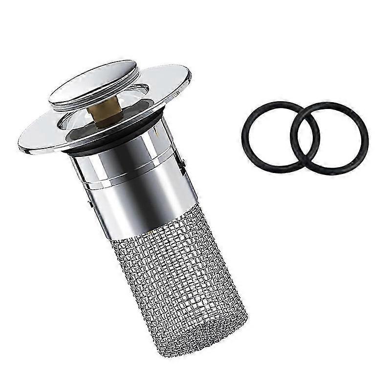 Bouchon de lavabo de salle de bain, filtre de vidange d'évier avec panier de filtre amovible en acier inoxydable, attrape-cheveux