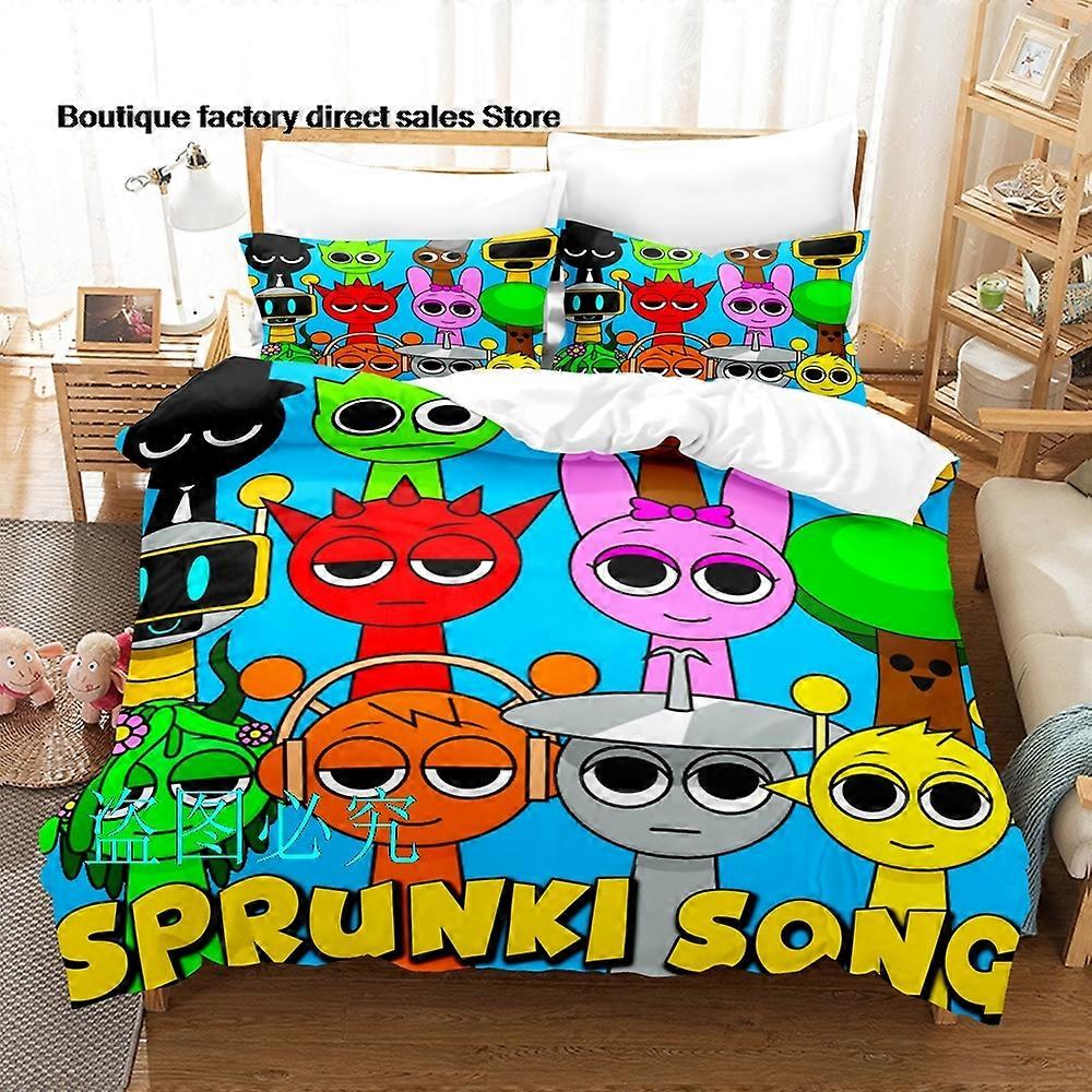 f683 ملاءات السرير Sprunki مجموعة مفروشات مزدوجة مزدوجة كاملة كوين بحجم كينغ مجموعة لحاف غرفة نوم للأطفال الكبار ملاءات السرير Rt