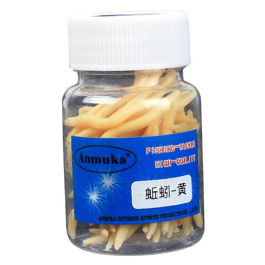 1 Box Imitation Earthworm Artificial Soft Bait Fishing Lure Yellow