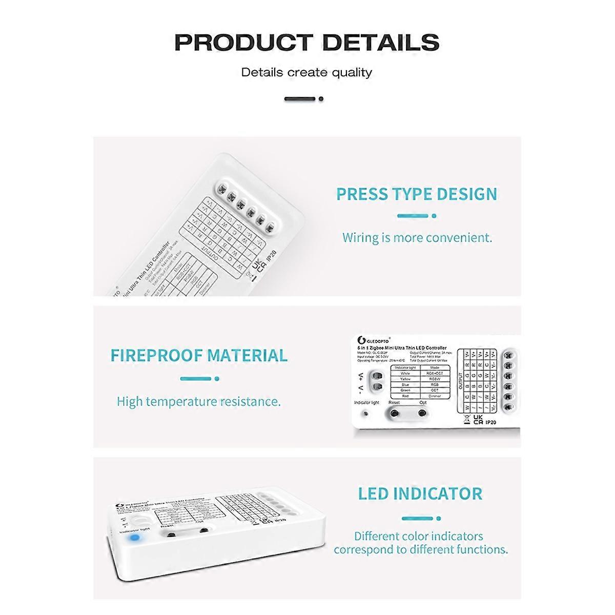 ZIGBEE3.0 Mini Five-in-One LED Controller DC5-24V 6A/Per Total 6A Upgrade Lantern Lighting Control