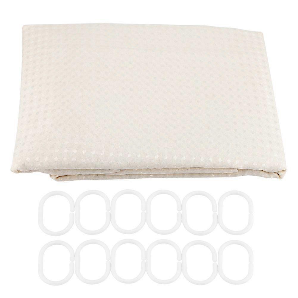 Polyester Mildewproof Waterproof Shading Bathroom Bath Shower Curtains with Hook(Beige)