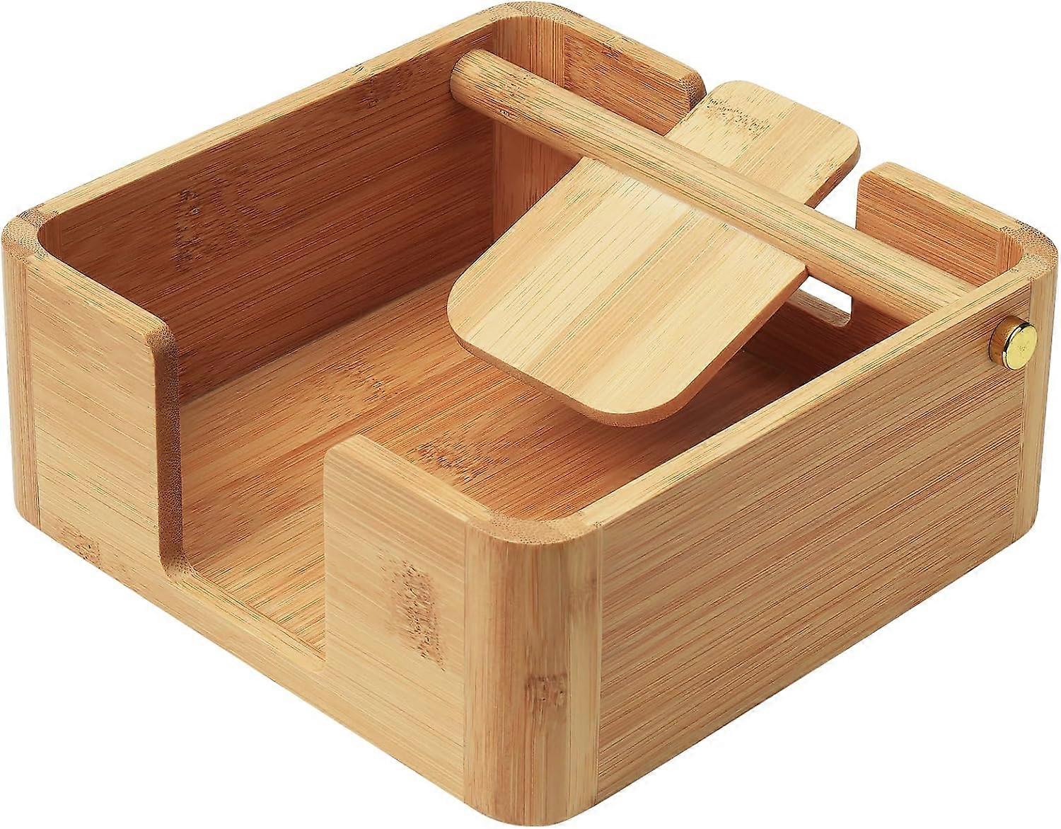 Natural Bamboo Napkin Holder with Elegant Design, Rustic Kitchen and Bar Dispenser, Eco-Friendly Table Organizer
