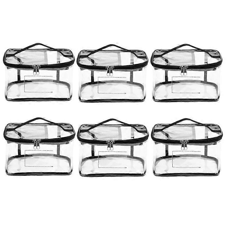 6 Pack Clear Toy Storage Bag with Name Tag& Manual Pocket, Waterproof Transparent PVC Toy Organizer Case for Bricks