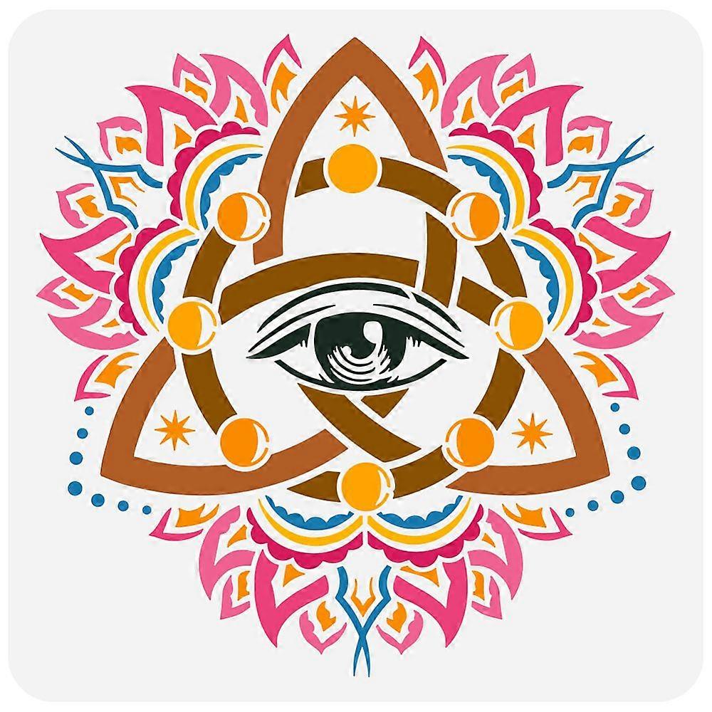 Celtic Trinity Sign Painting Stencil 11.8x11.8inch Reusable All Seeing Eye Pattern Decorative Drawing Template Celtic Trinity Knot Symbol Theme Sprayi
