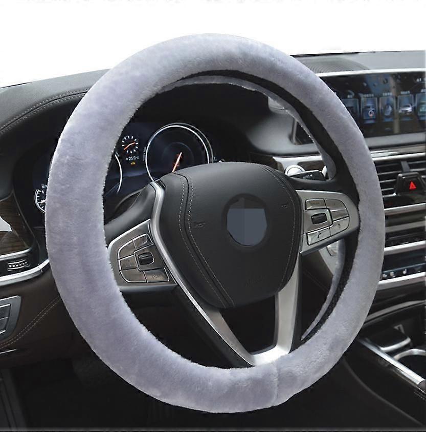 Elastic Long Microfiber Plush Steering Wheel Cover for Winter Warm