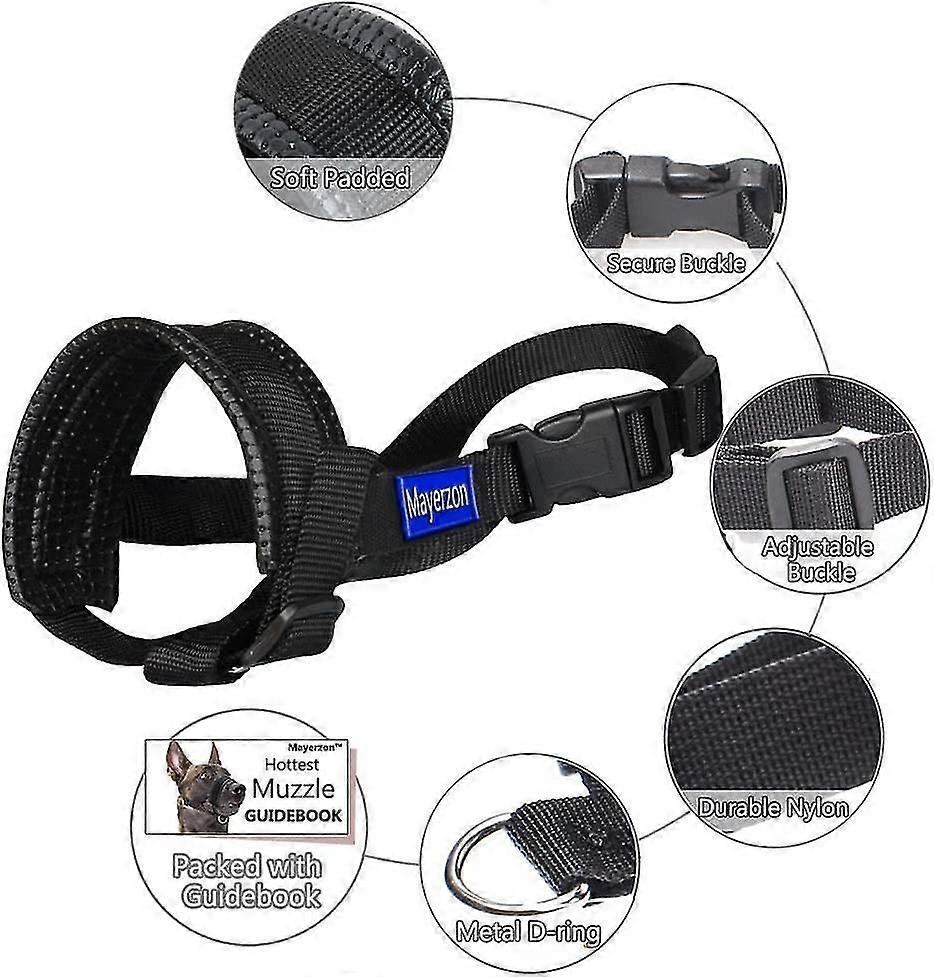 Dog Muzzle Anti Biting Barking Chewing With Soft Padding And Adjustable Loop
