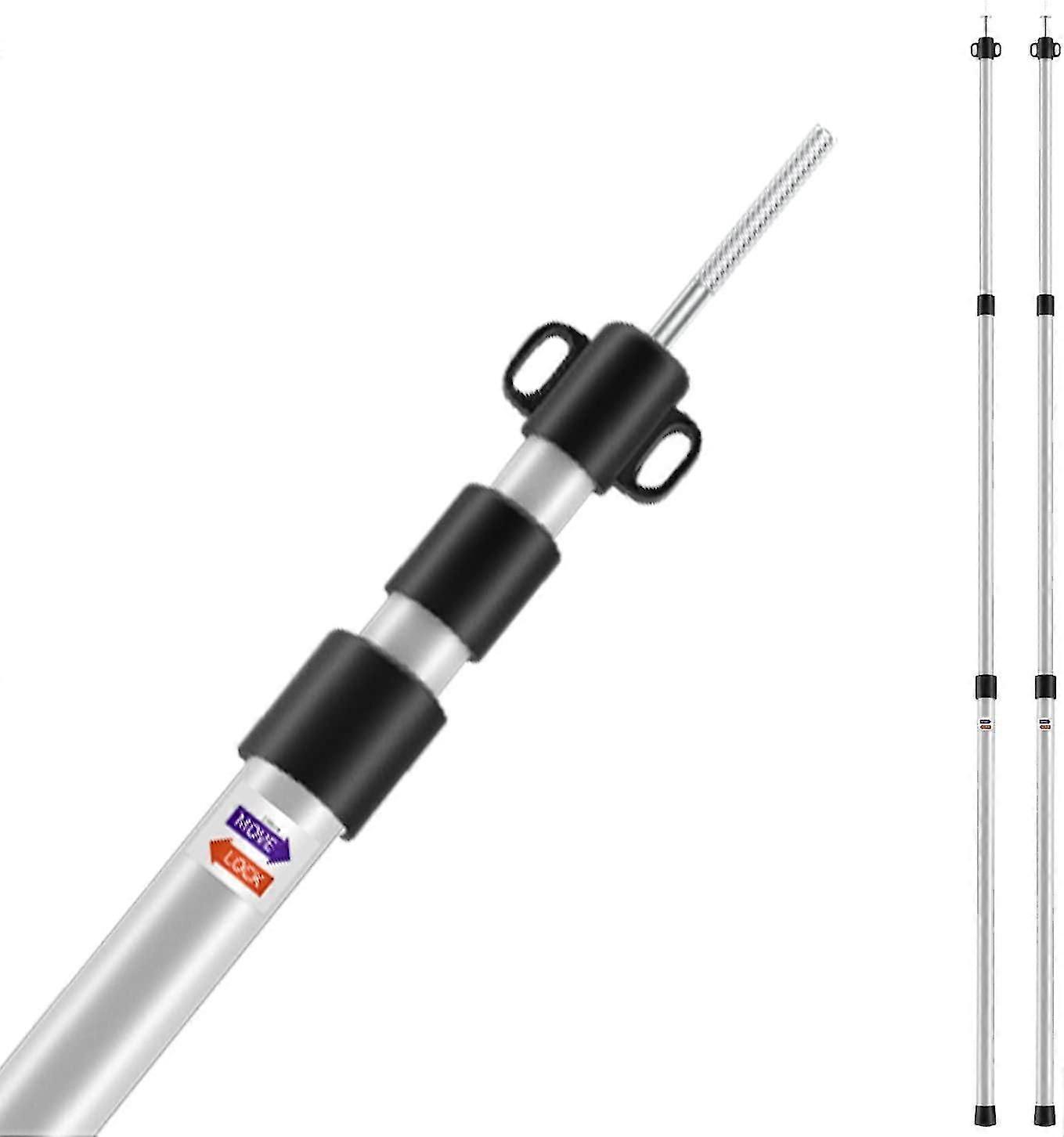 Aluminum Tent Pole, Retractable Tarp Pole With Rubber Cap And 3 Level Adjustable Tents, Shade Sail, 90-230 Cm