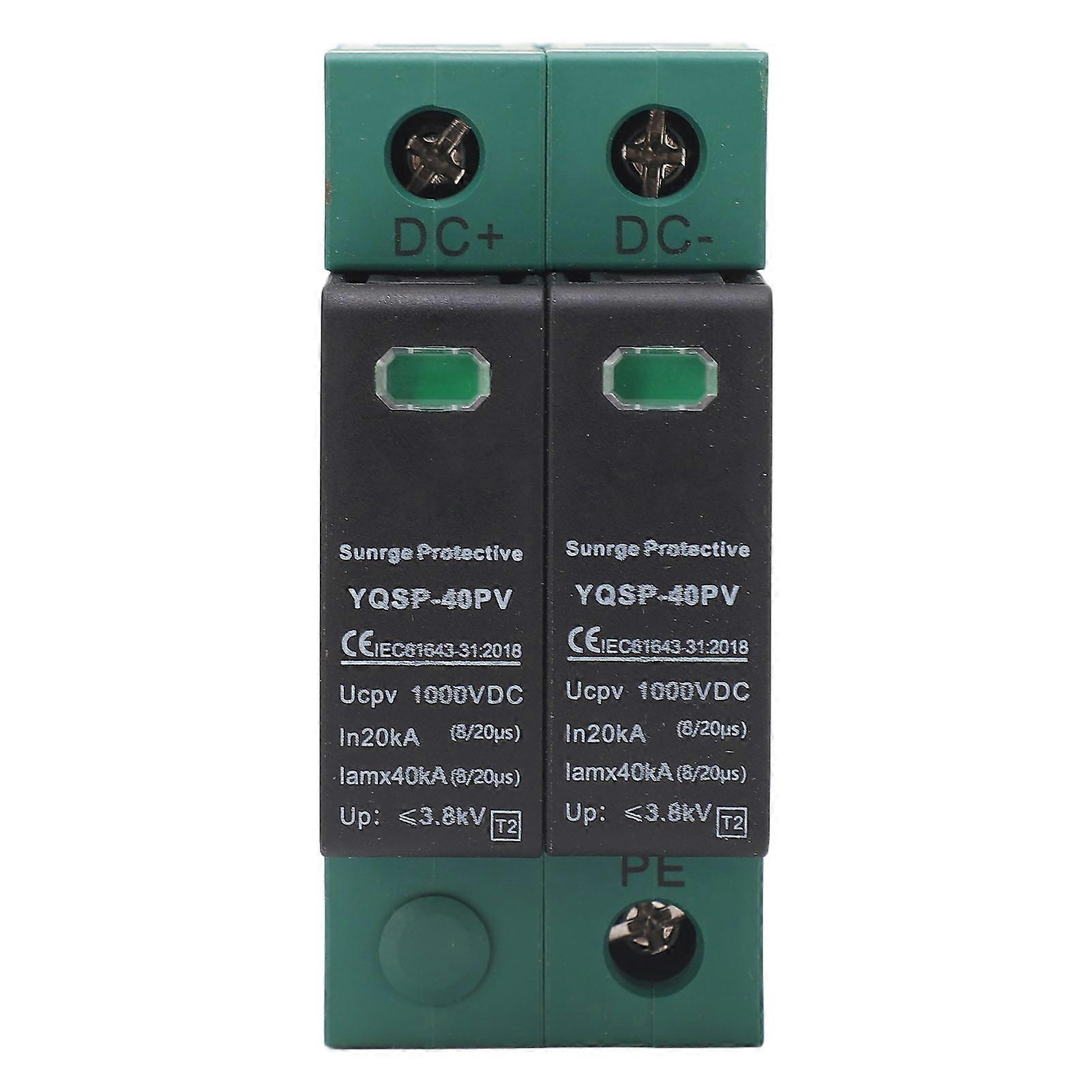 PV Surge Protection Device Photovoltaic Power Supply Lightning Arrester Protector 2P 20‑40KA DC1000V