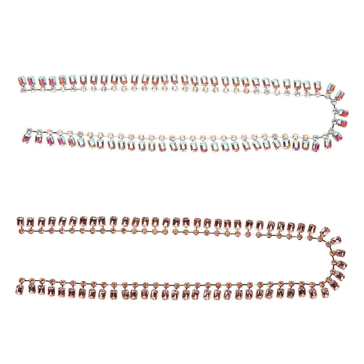 Rhinestone Chain DIY Cuttable Colorfast Champagne AB Color Crystal Rhinestone Chain Trim for Decorat
