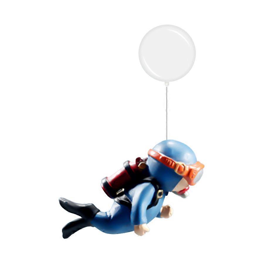 Hauska sarjakuva kelluva akvaariosukeltaja koriste, sininen rasvasukeltajalaite