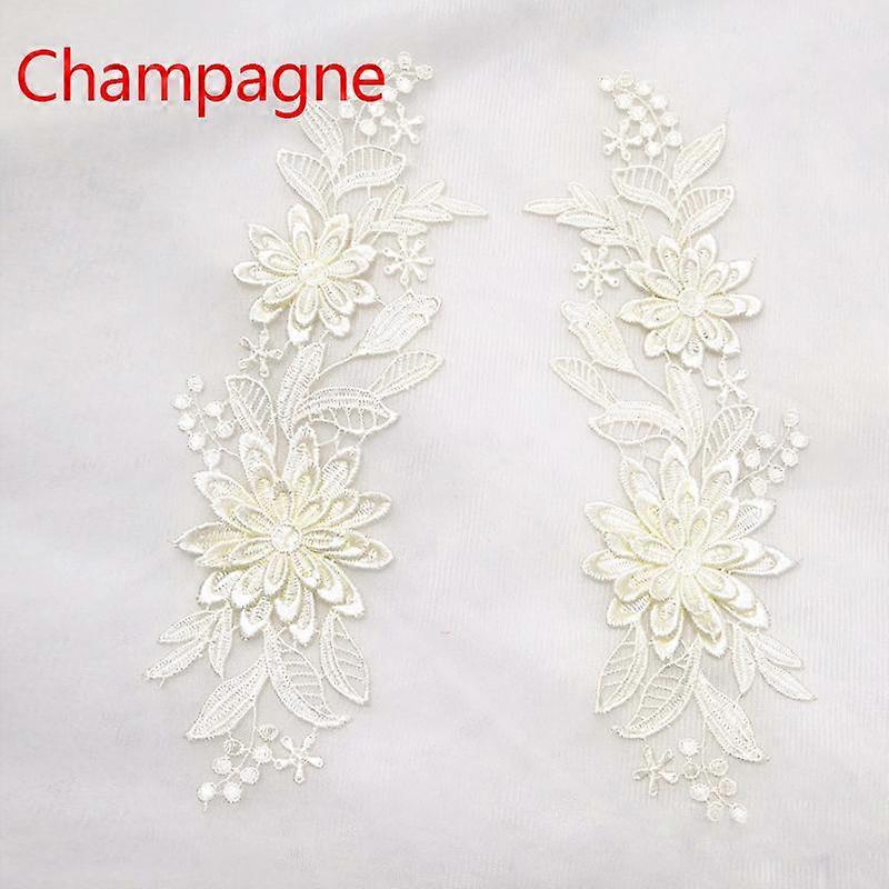 1 Pair Embroidery Applique Sewing Motif DIY Patches 3D Lace Trim Fabric Craft Flower