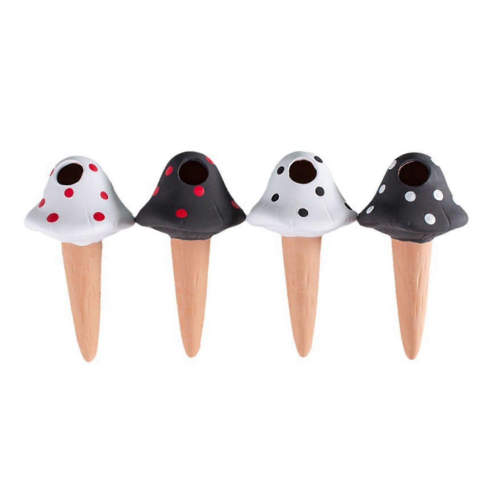 4 Pcs Terracotta Watering Spikes Polka Dot Mushroom Vacation Self-Watering Planters Spikes Slow-Release Automatic Waterer for Indoor Outdoor Plants