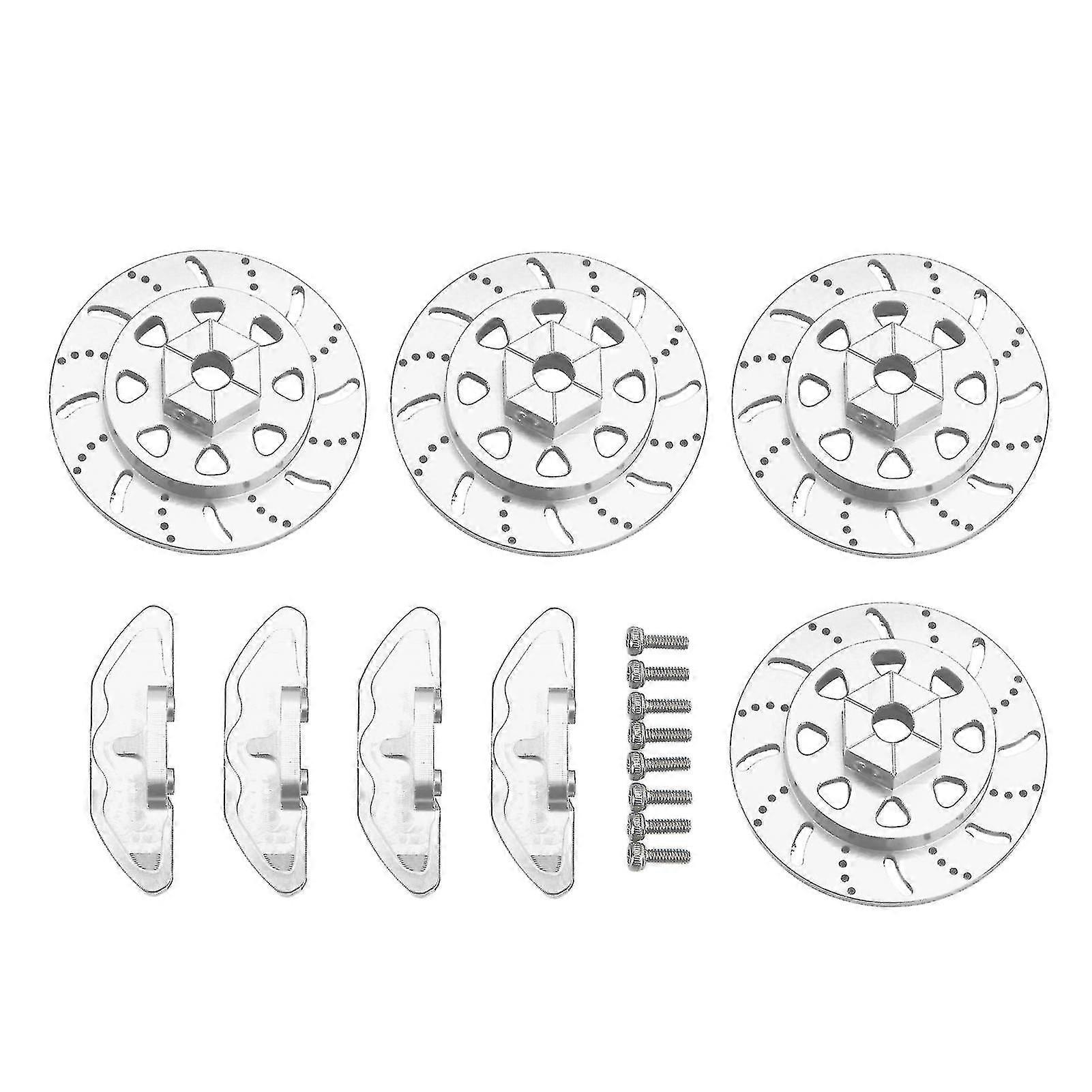 4 Set Rc Aluminum Alloy Brake Disc Caliper Set For Axial Rbx10 Ryft 1/10 Rc Car Upgrade Partssilver