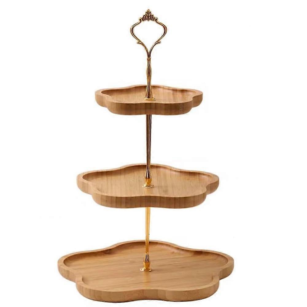 Bamboo tiered dessert basket, three layers, suitable for kitchen parties