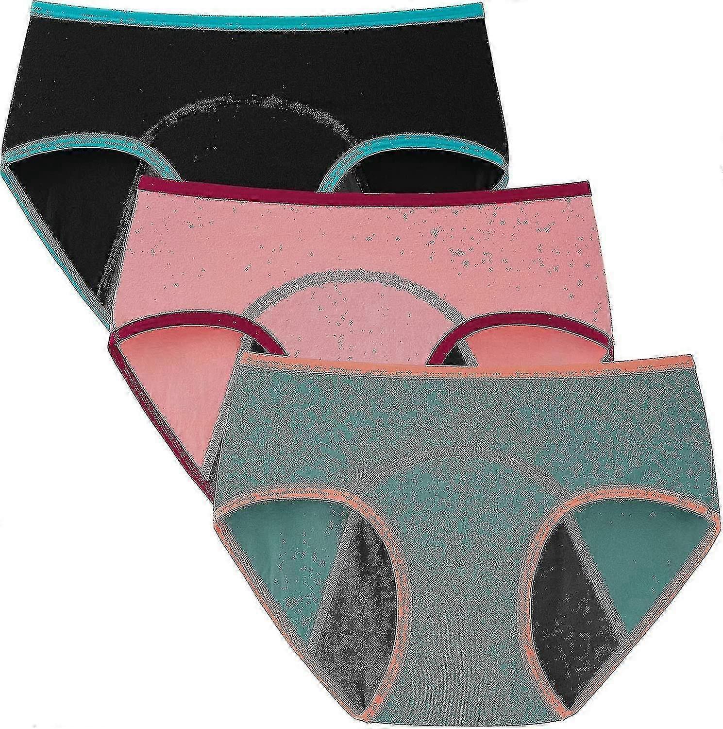 Calças de Período para Adolescentes Algodão Roupa Íntima Menstrual Primeiro Kit Inicial Calcinhas à Prova de Vazamentos Pacote com 3, Happy H