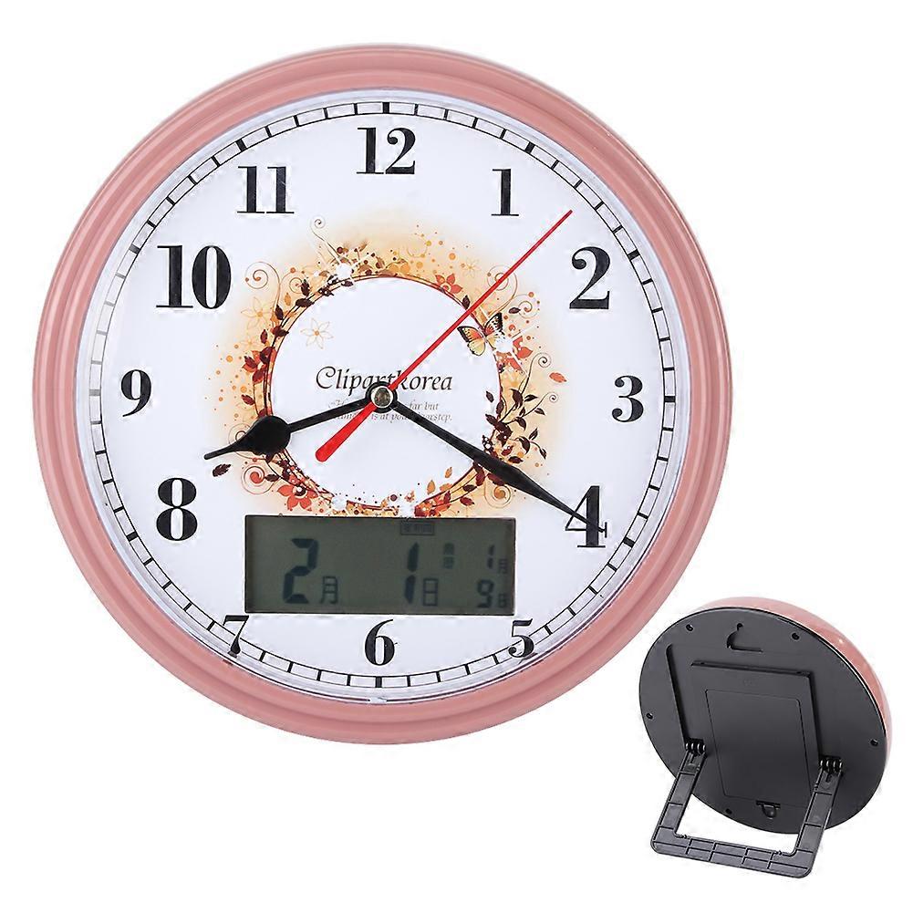 Elegant Style Dual Use Wall Hanging Clock Table Quartz Clock with Lunar Calendar Display
