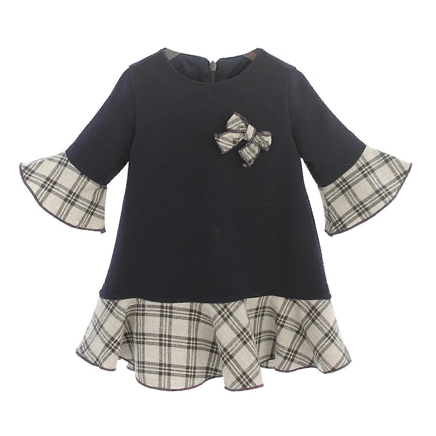 Bufi Baby Mädchen Kleid, langärmelig mit Schleifenapplikation,