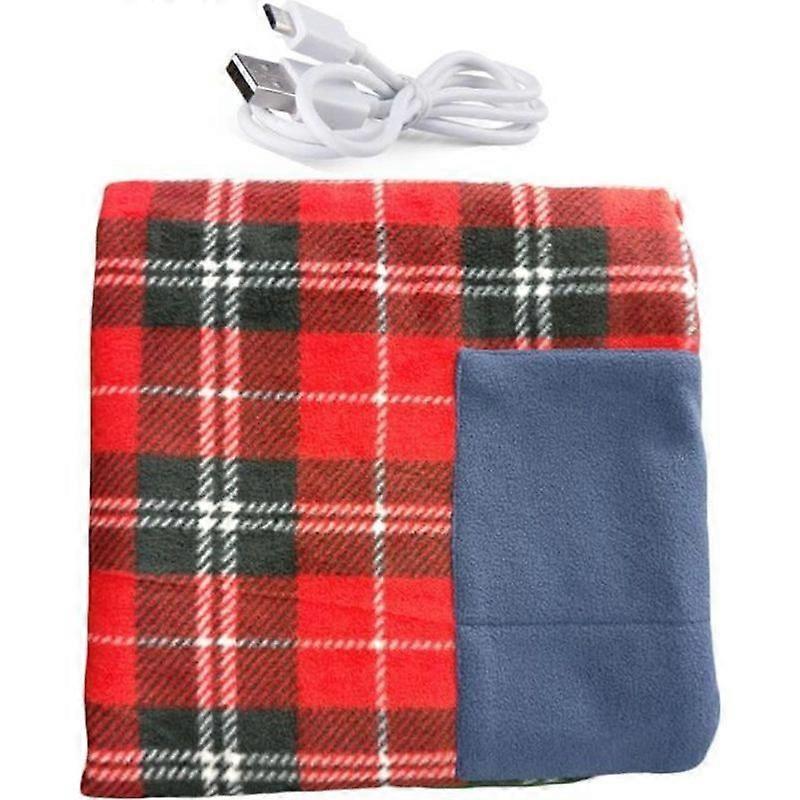 Electric Heated Blanket - Red - USB Rechargeable - Soft and Warm