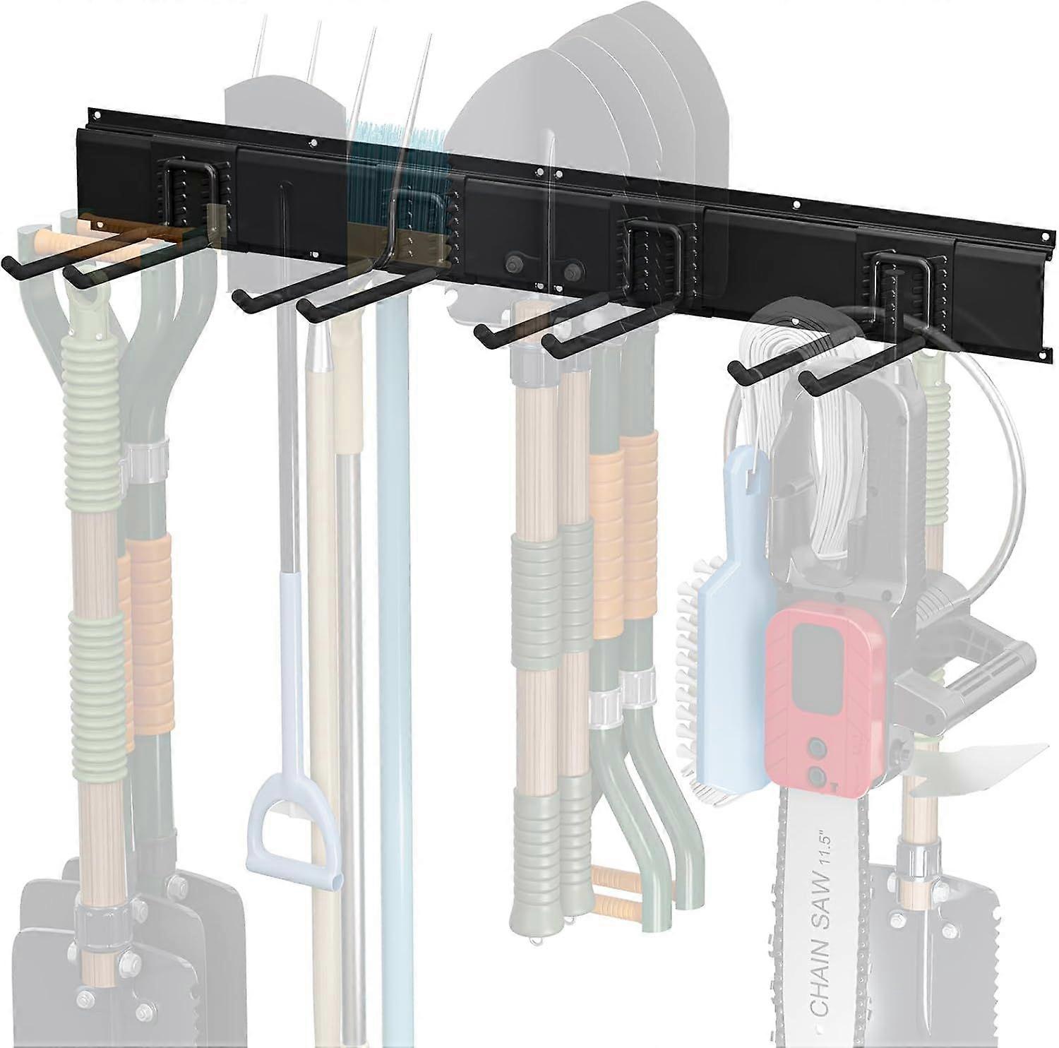 Tool Storage Rack,wall Mounted Garage Storage Organizer With 4 Double Layer Hooks,Heavy Duty Garden Tool Organizer Utility Hanger