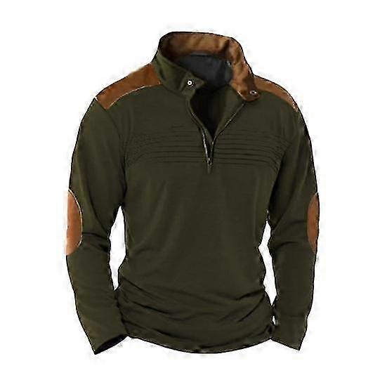 Retro Patchwork Zipper Sweatshirt for Men  Stand Collar, Long Sleeve, Soft & Breathable Pullover for Fall and Spring Daily Wear