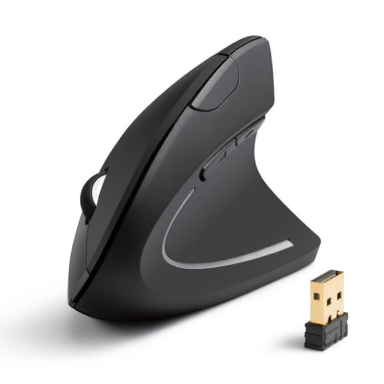 2.4G wireless vertical ergonomic optical mouse, 800/1200 /1600 DPI, 5 buttons, desktop, PC, MacBook - Black (renovated) for laptop