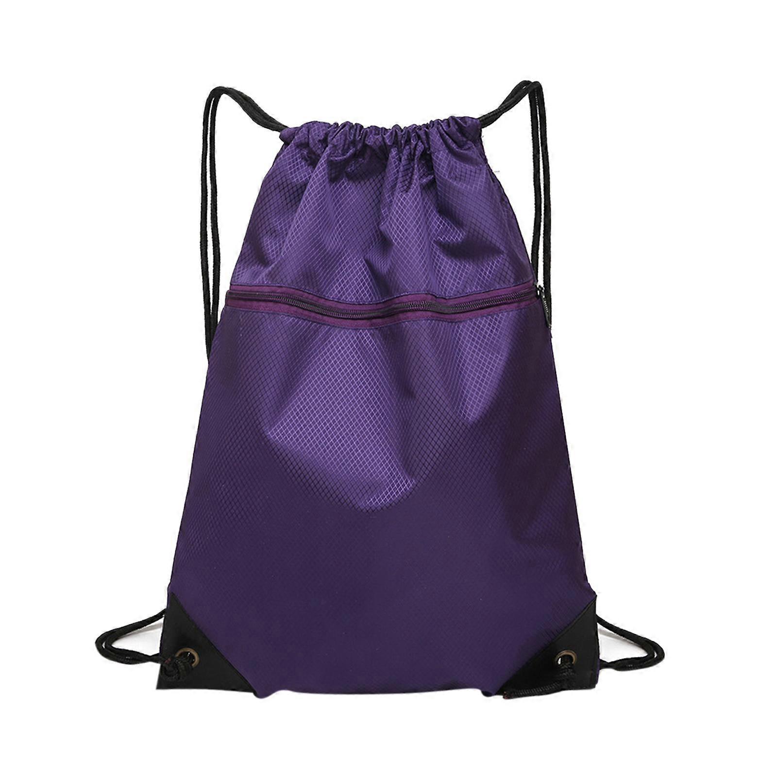 Training Gym Sack Nylon Drawstring Backpack with Zipper Pocket Lightweight Pouch