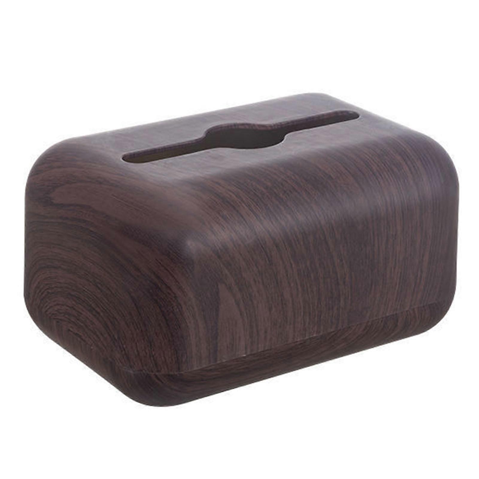 Tissue Cover Wood Grain Easy Refill Rectangular Stylish Elegant Napkin Box Holder for Desktop Coffee Table