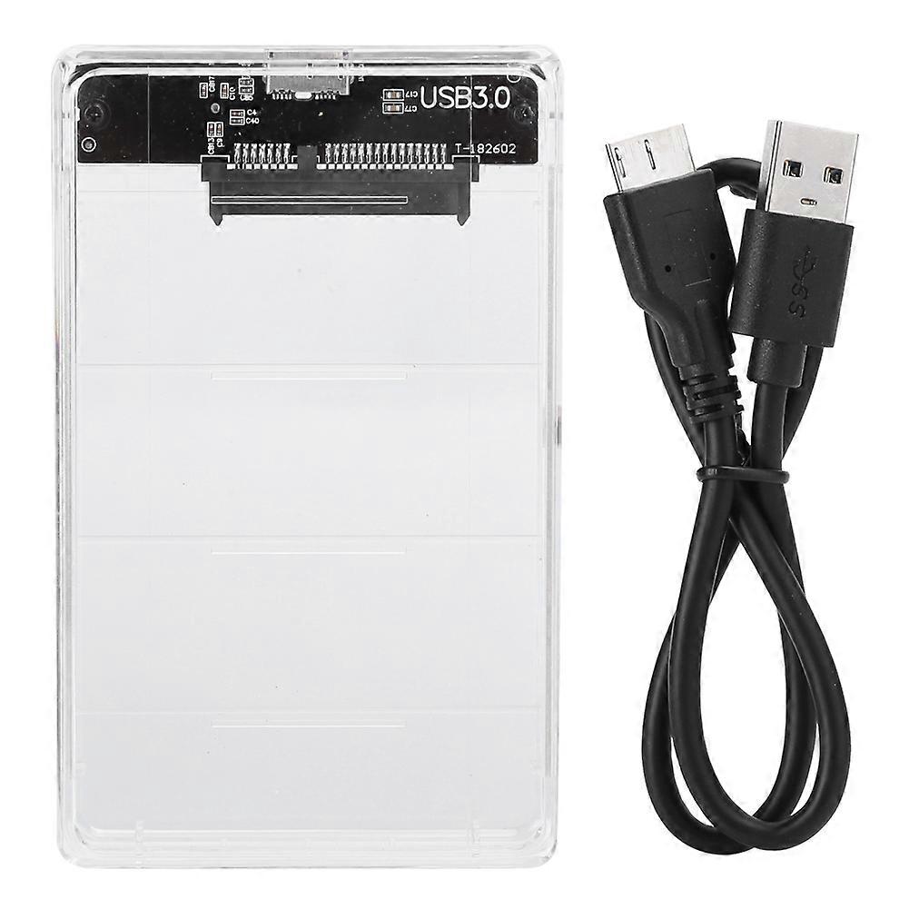 Hard Disk Box Type‑C to SATA to USB3.0 Transparent White High‑Speed for 2.5‑Inch SSD HDD