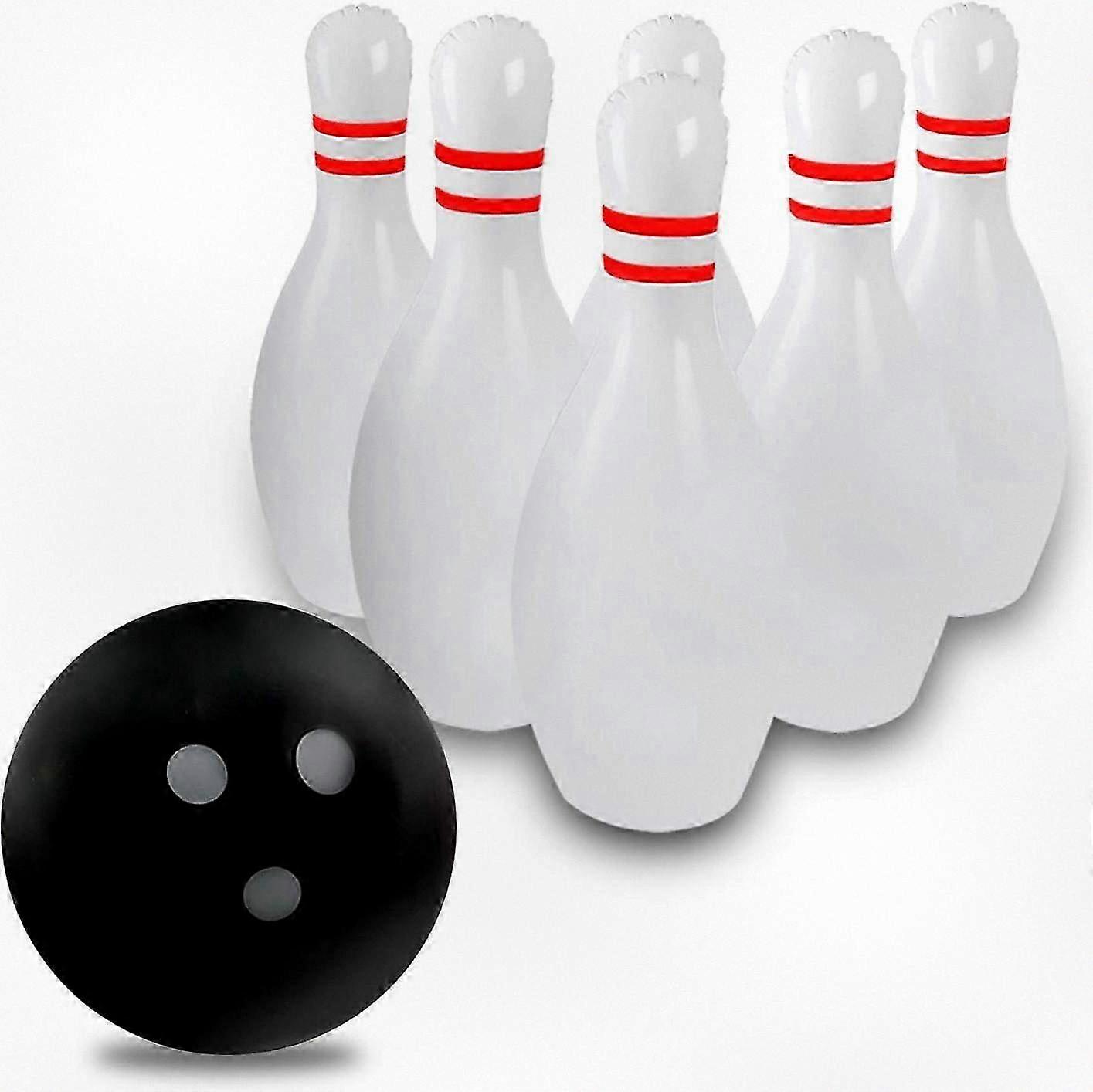 Large Inflatable Bowling Game Set for Children and Adults, Includes One 14-Inch Ball and Six 22-Inch Pins