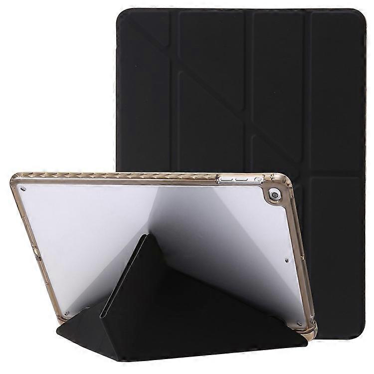 Compatible For iPad Air (2013) / Air 2 / iPad 9.7-inch (2017) / (2018) Leather+Clear Acrylic Tablet Case Origami Tri-fold Stand Ta