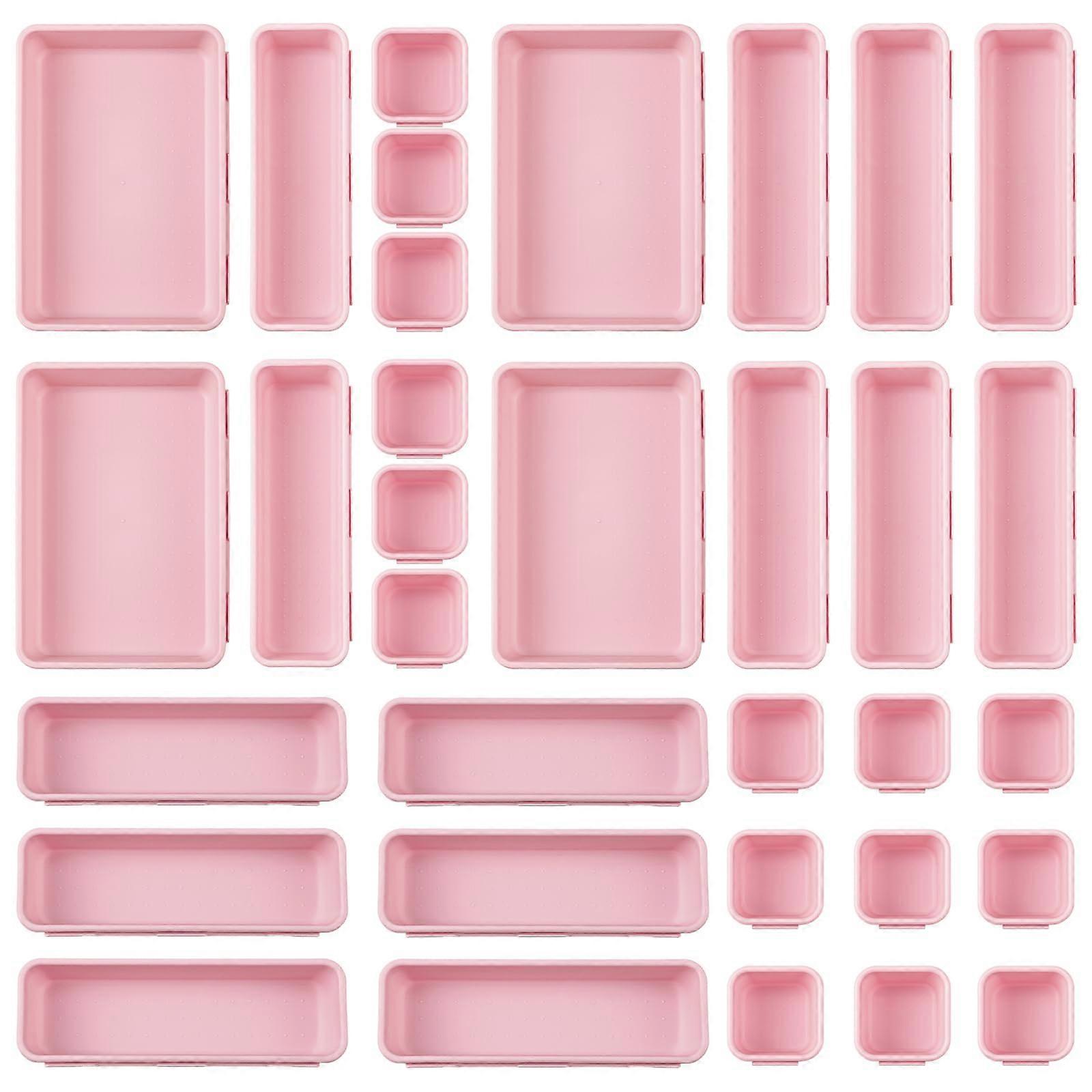 32 PCS Table Drawer Organizer Set - Office Storage Tray for Desk, Kitchen, and Makeup in Various Sizes and Colors