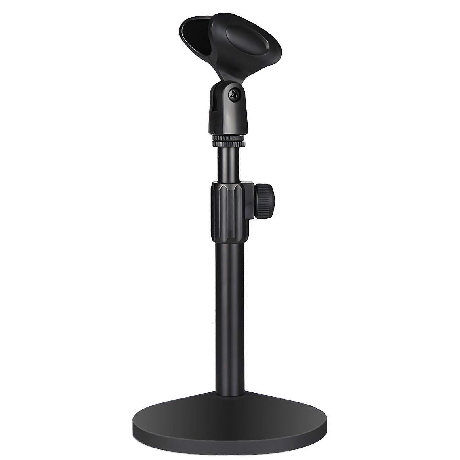 Adjustable Metal Desktop Mic Stand - Portable Tabletop Podium for Microphone, Height Adjustable, Sturdy Design, Compatible with All Mics
