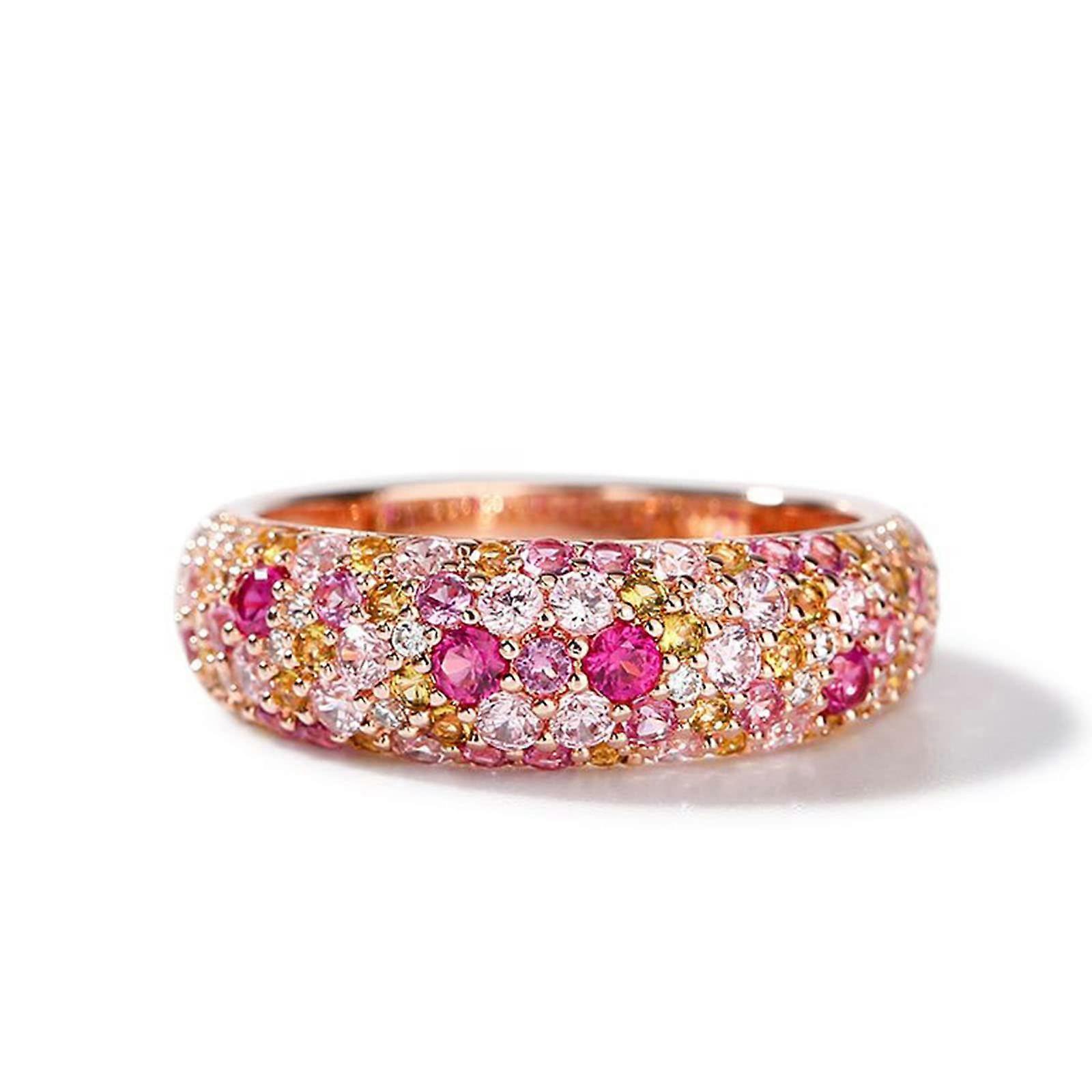 Ethernity Ring Aly Band Sterling Silver Rose Gold Plated Multi Color Cubic Zirconia Stones