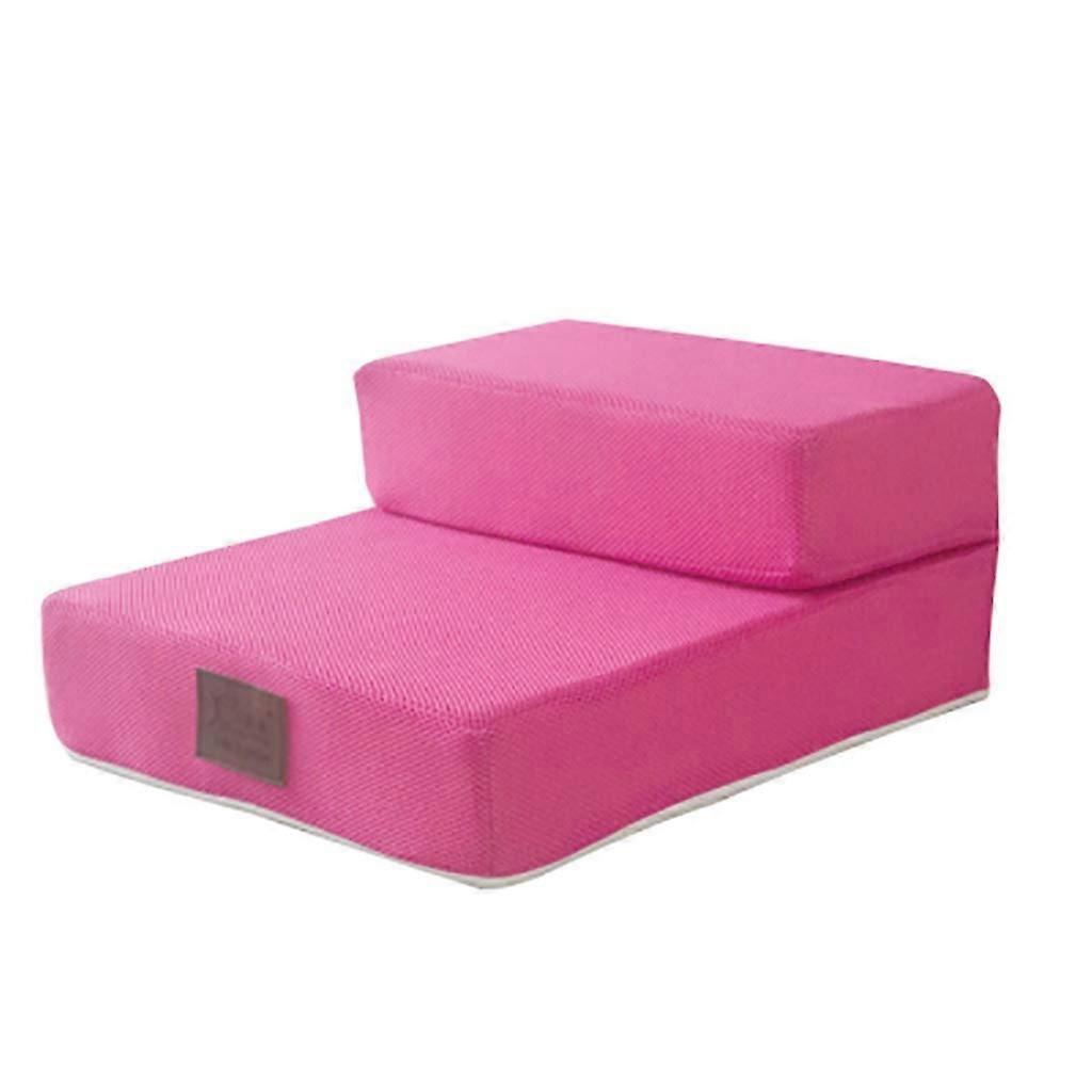 Pet Steps Breathable Mesh Foldable Pet Stairs Detachable Pet Bed Stairs Dog Ramp 2 Steps Ladder (Color : Red)
