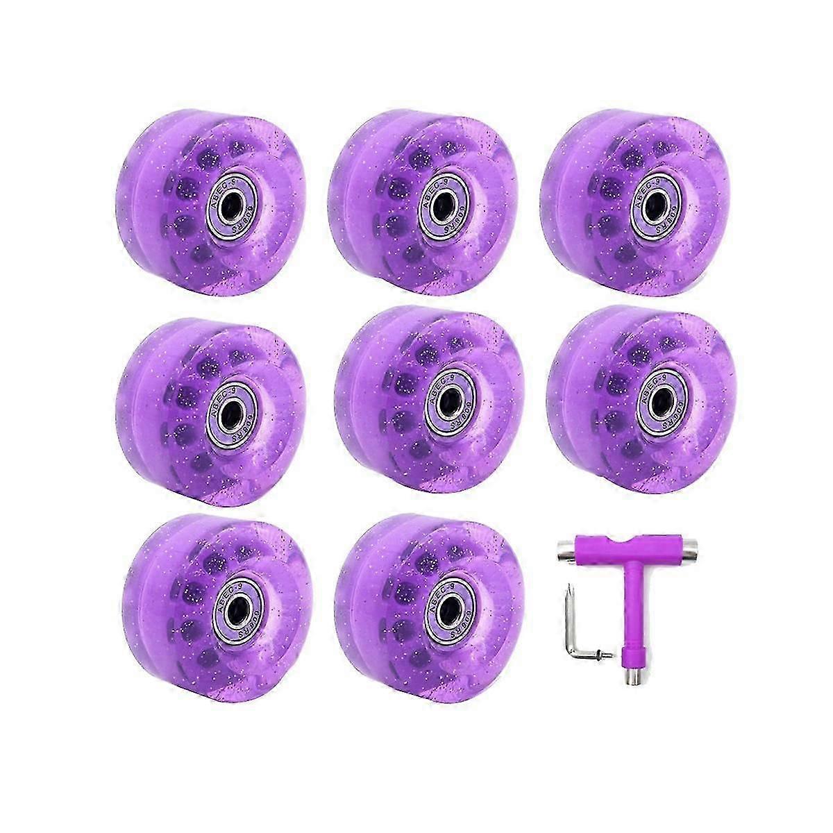 Lot de 8 roues de roller 32 x 58 mm 82A avec roulement, accessoires multifonctions pour skateboard et roller