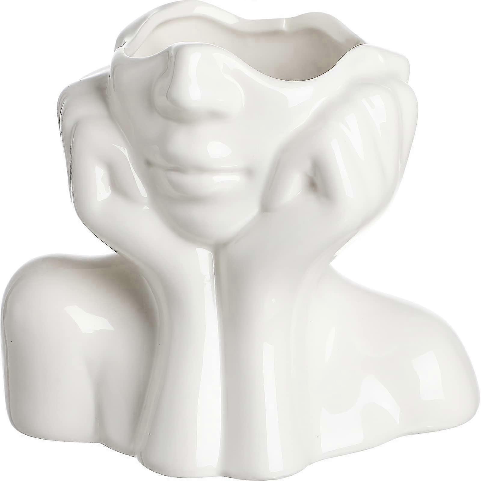 Artistic ceramic face vase, suitable for home office desktop decoration