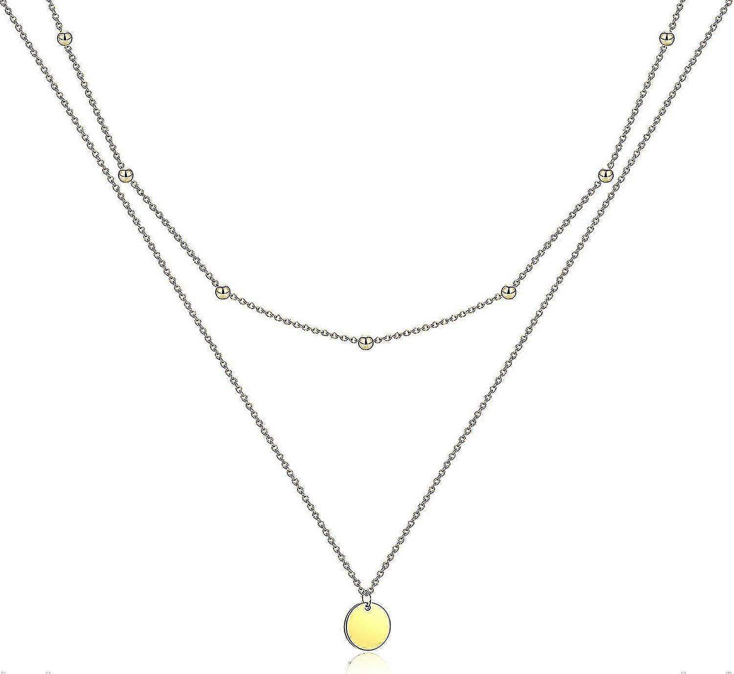Lady's Acsergery Layered Chain Silber/Roségold/Gold Plättchenkette Double Multilayer Chain Round Layered