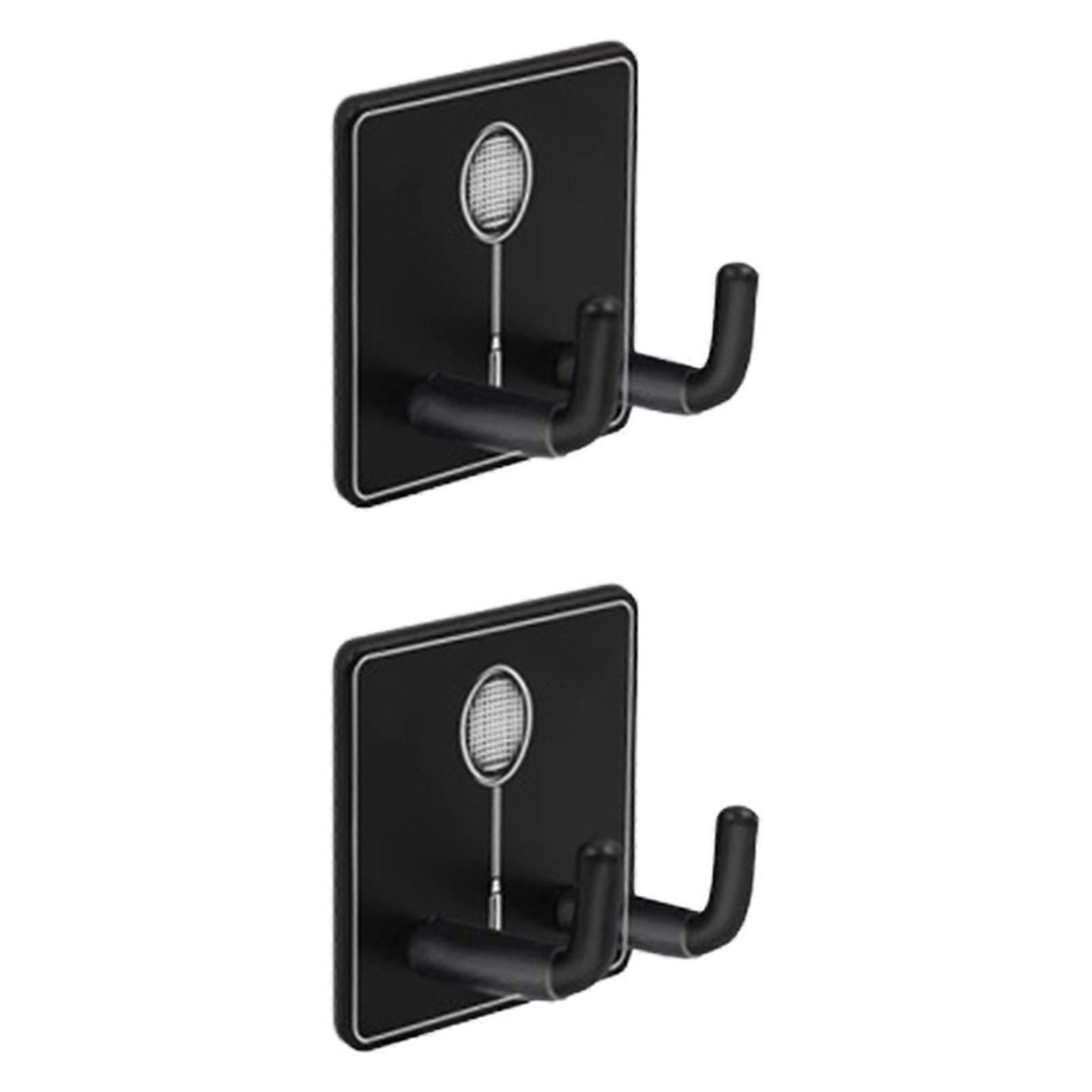 2 Pieces Wall Mounted Racket Rack Metal Racket Hanger Hook Universal Heavy Duty
