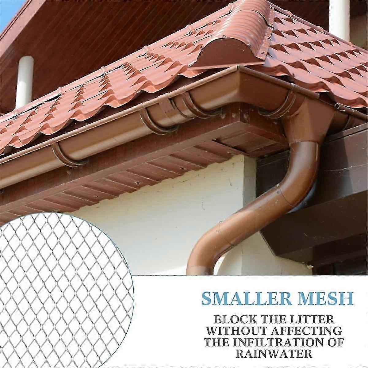 Gutter Guard Mesh Filter Gutter Cover DIY Gutter Screen Protection Netting Roll with 10 Fixed Cable Tie for Leaves