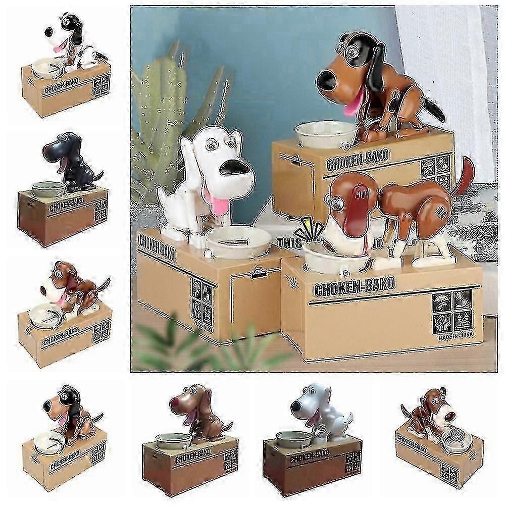 Money Box Bank Piggy Mechanical Choken Coin Saving Hungry Eating Dog Robotic,100% New