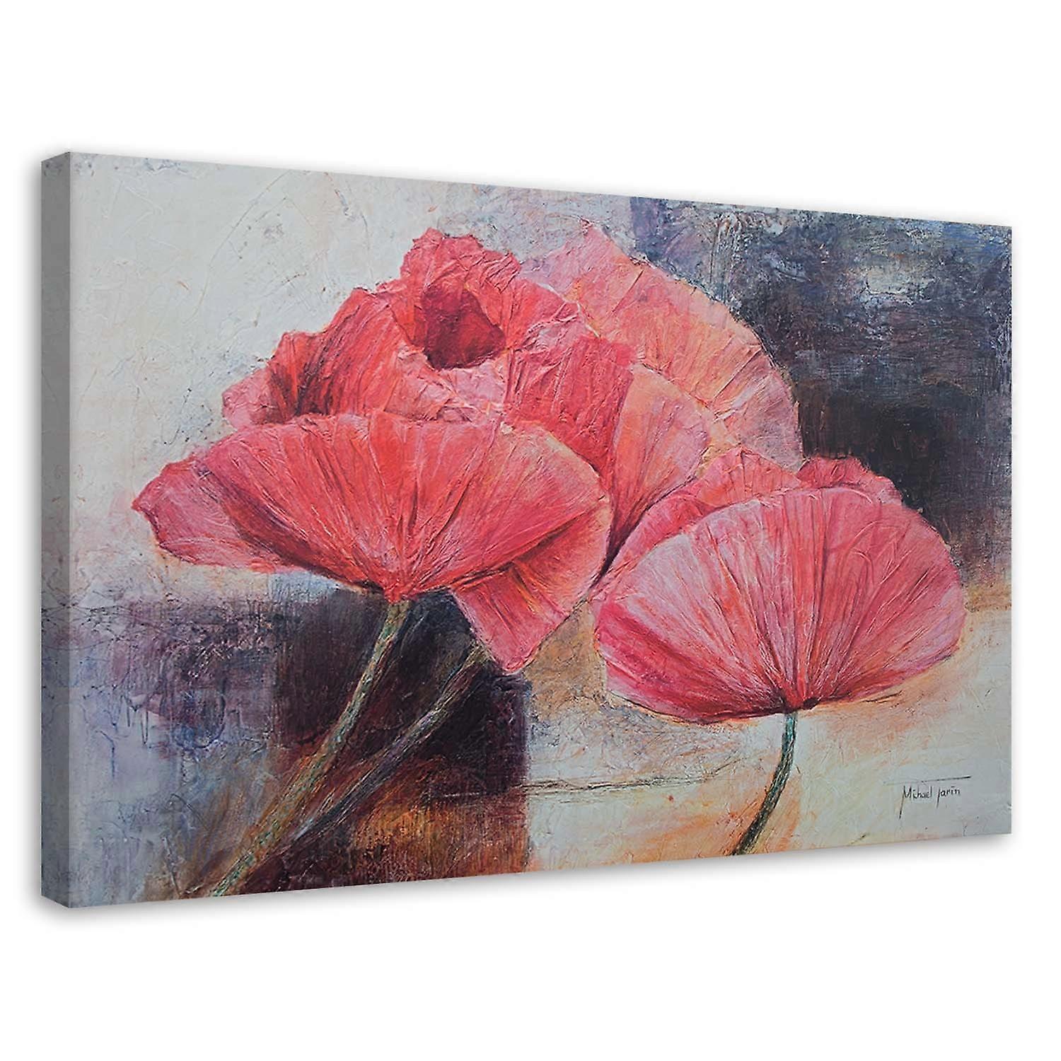 Leinwandbild, Rote Mohnblumen als Ölgemälde - 60x40