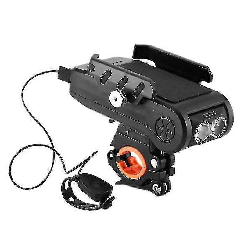 USB Rechargeable 4-in-1 Bicycle Light with Mobile Phone Mount and