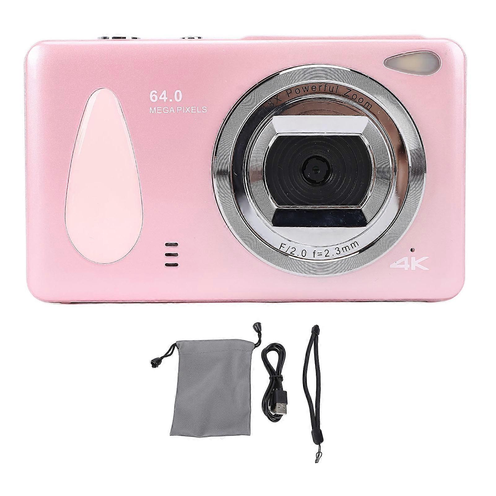 64MP Portable Compact Camera: Perfect for Students, 4K Video, 18x Zoom, LED Light