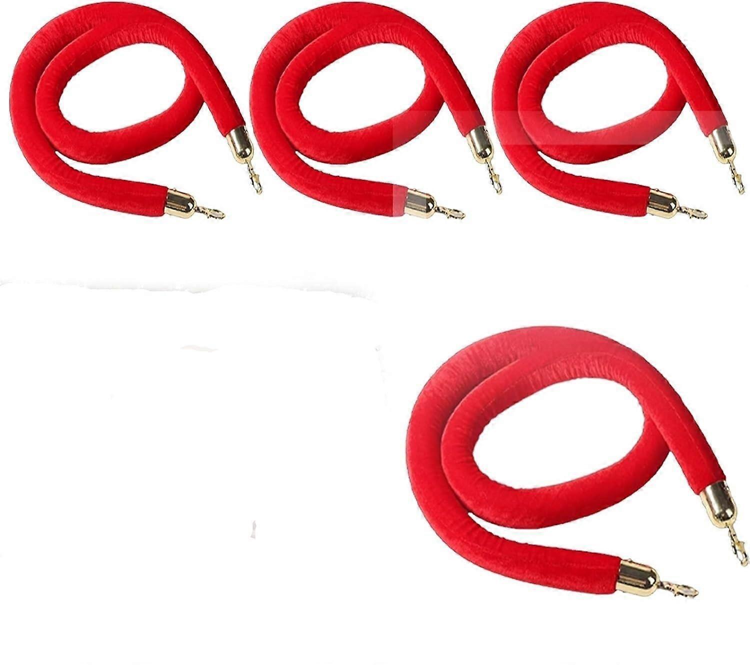 4 Pack Velvet Ropes with Gold Hooks 3ft to 6.6ft Crowd Control Barrier Stanchion Rope for Parties, Events, and Red Carpet, Braided Twisted Design
