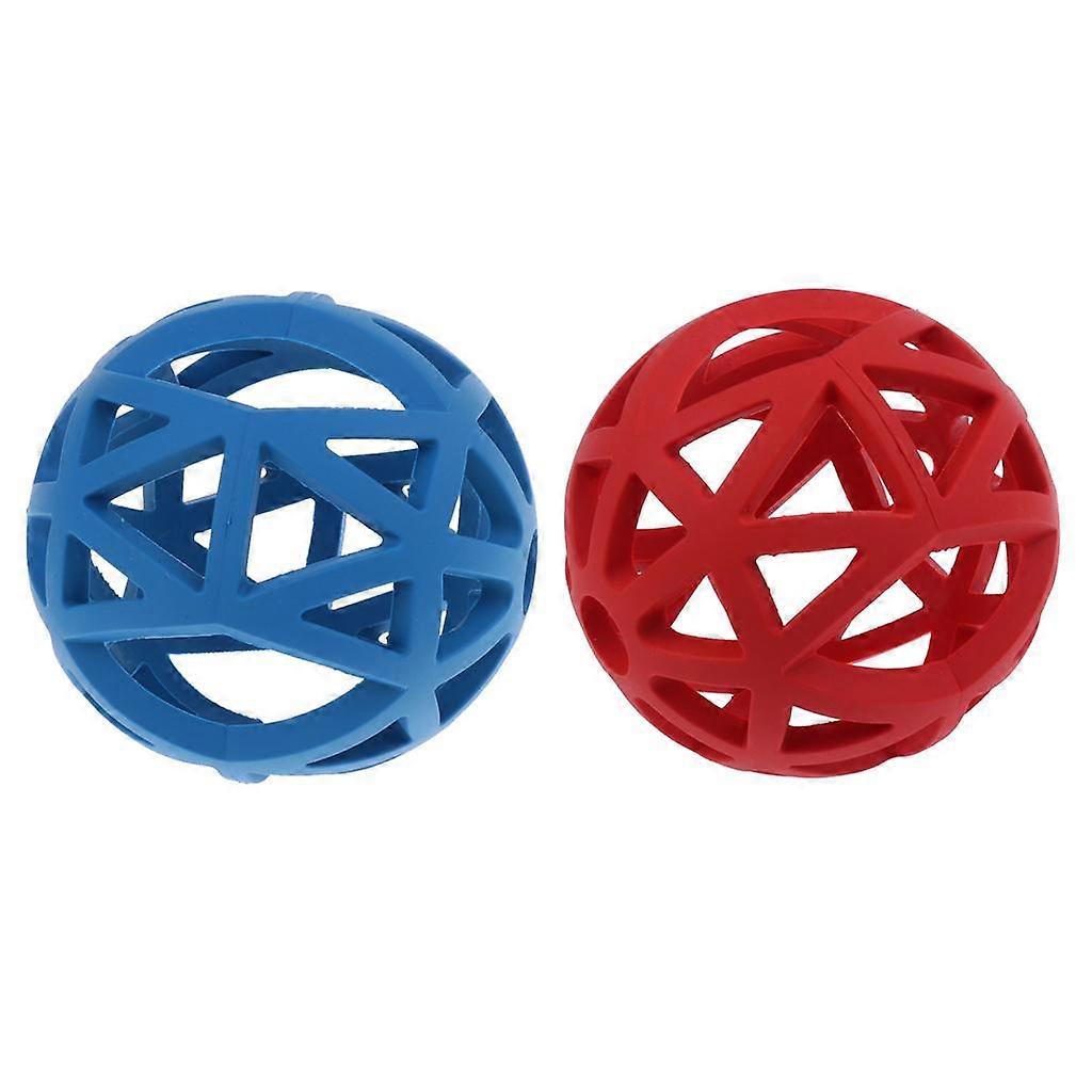 Pet Ball Chew Treat Cleaning Ball Playing Training Teeth Toy (1xRed ,1xBlue)