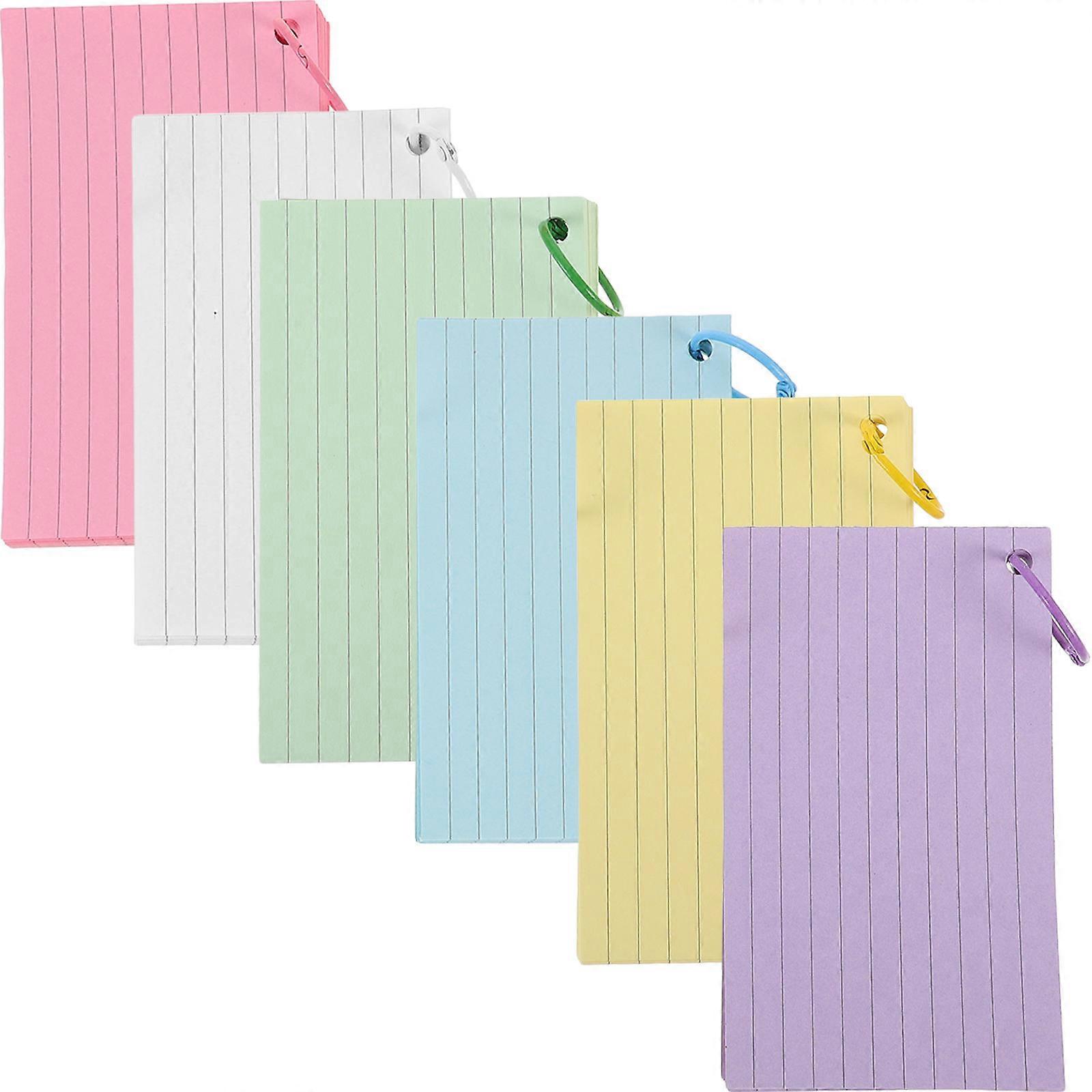 Colored Index Cards with Metal Binder Rings Blank Flash Cards for Note Taking, Study and Vocabulary Recording Ideal for School, Office and Home