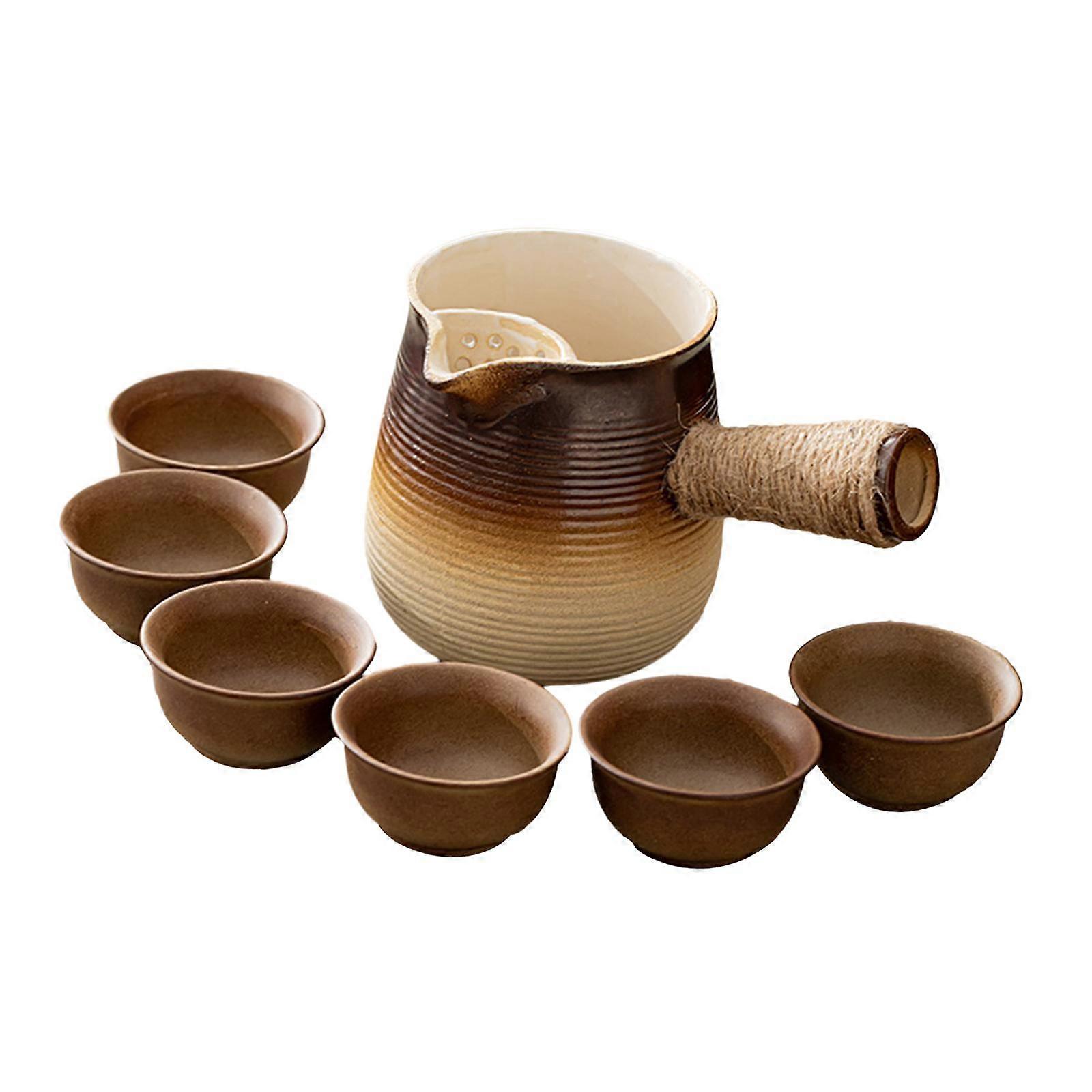 Ceramic Teapot and Cups with Side Handle with Tea Filter Tea Infuser for
