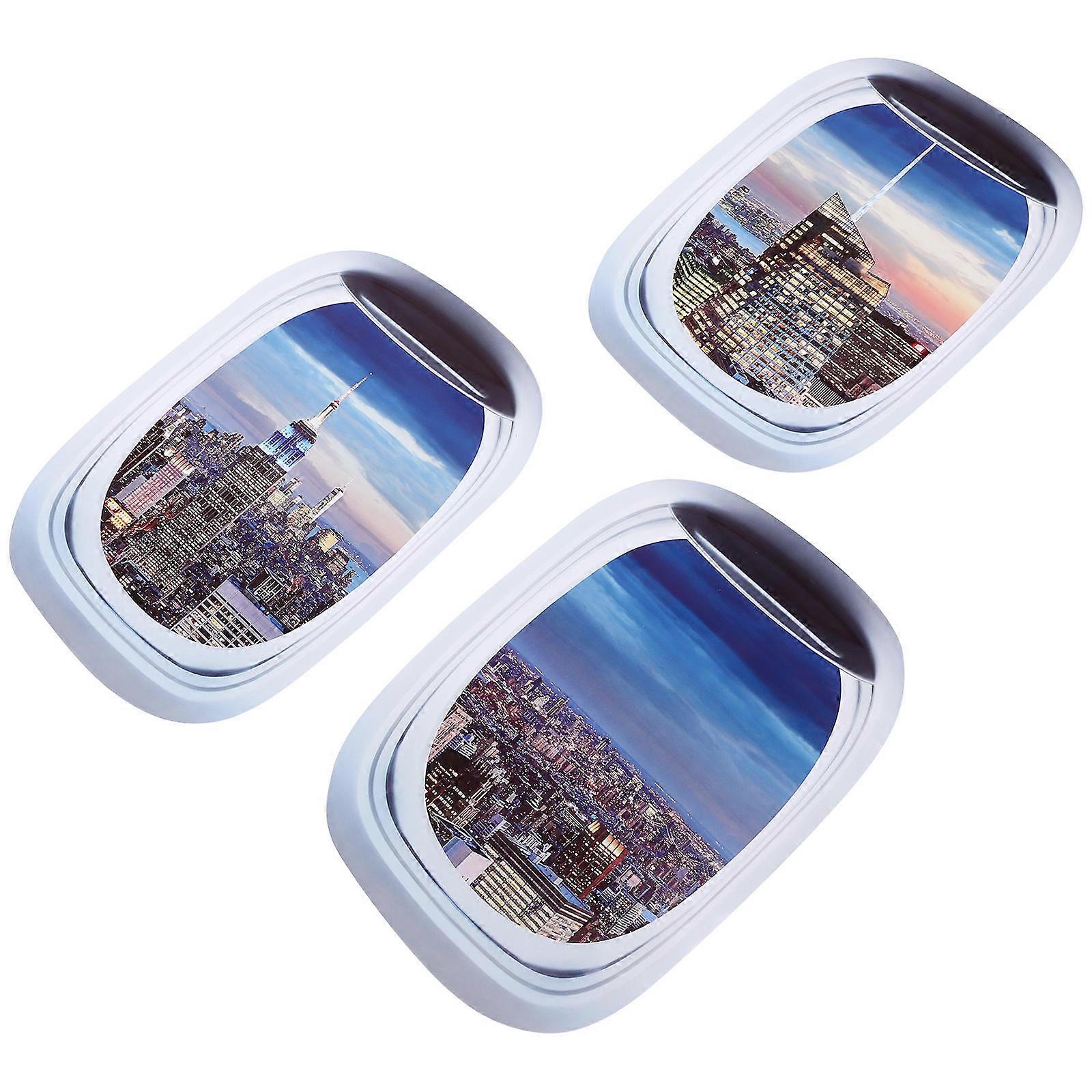 3pcs Simulation Airplane Window Landscape Sticker Removable Wall Decal Home Decor Supply