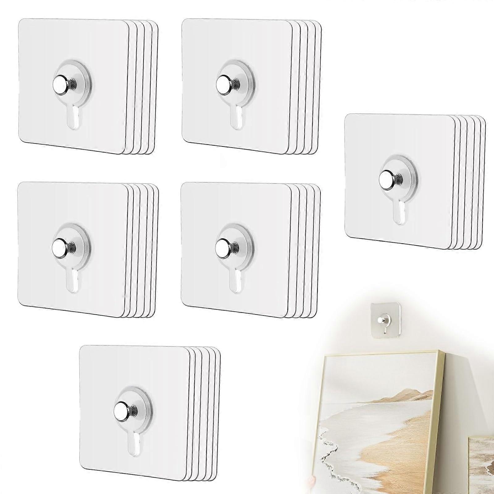 Picture Hooks 30-Piece Self-Adhesive No-Drill Transparent Adhesive Nails For Picture Frames